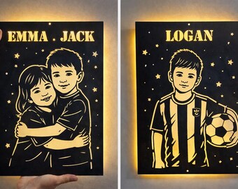 Custom Family Portrait LED Metal Wall Art | Personalized Home Decor