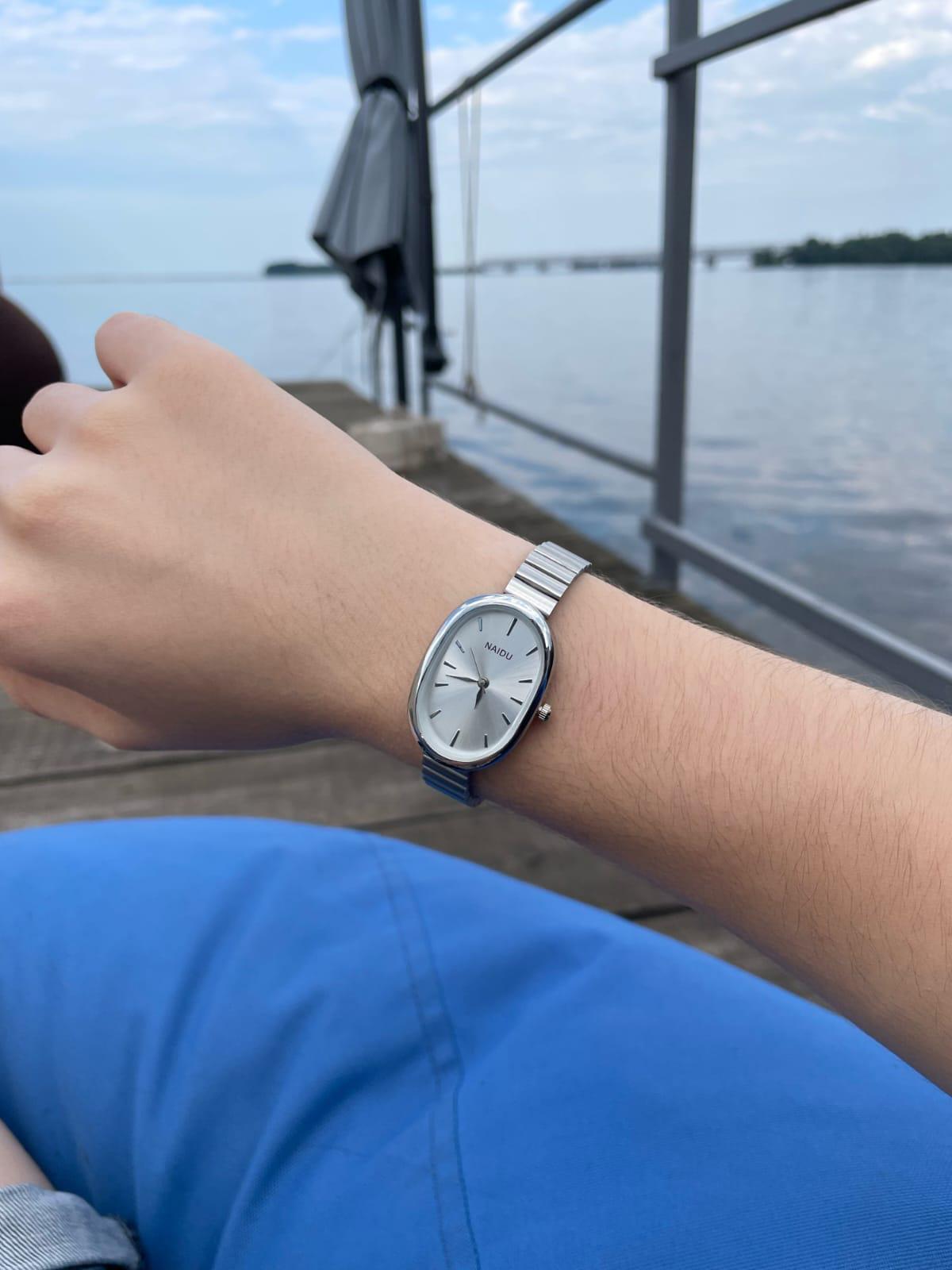Small Oval Quartz Watch, Stainless Steel Bracelet, Slim Minimalist Wristwatch Minimalist Oval Case Watch | Anne Klein main image 3