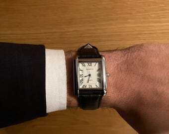 Reloj clásico negro estilo vintage Rebirth para hombre / Reloj de dinero antiguo / Relojes raros para hombre / Reloj de cuero negro /