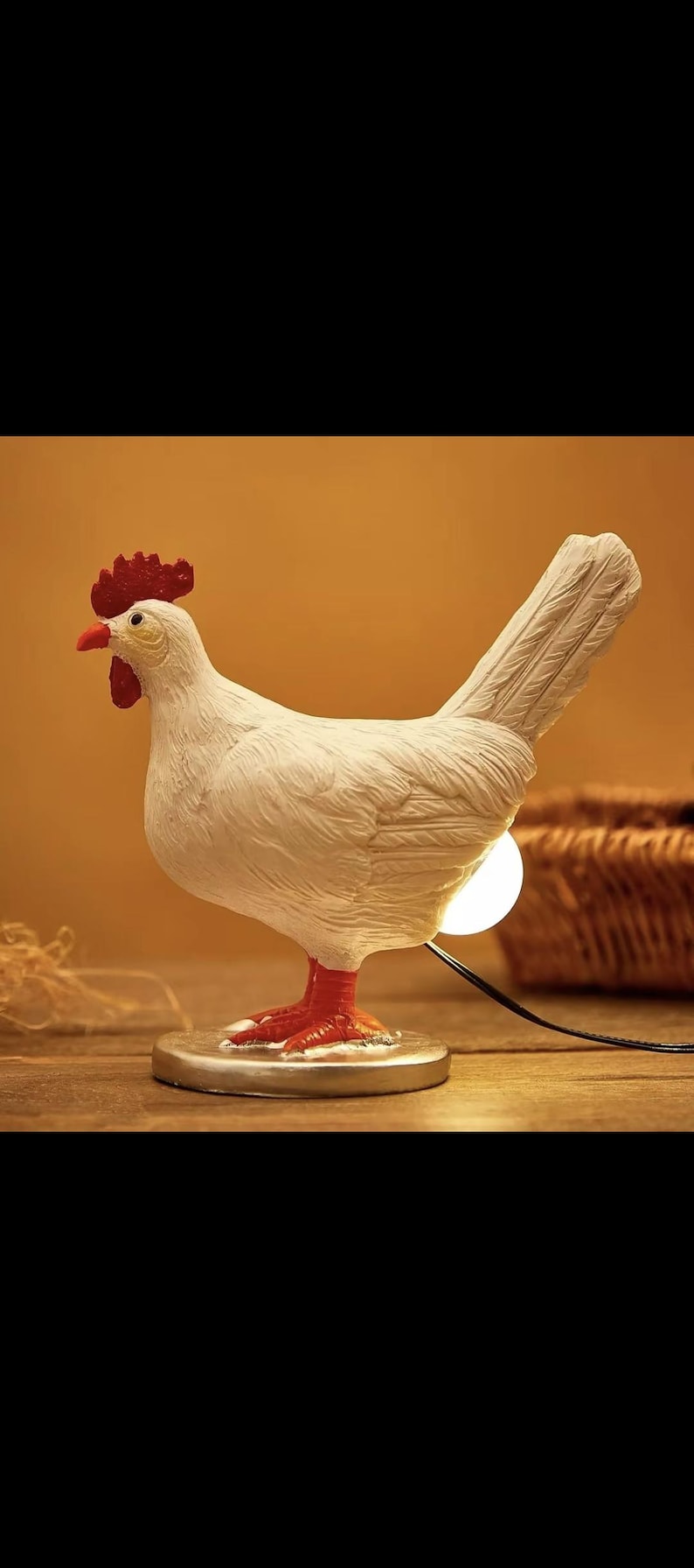 Lámpara de noche decorativa única con forma de huevo de gallina / Lámpara de huevo de gallina / Lámpara de cama pequeña / Decoración de habitación / Lámpara de mesa para decoración del hogar