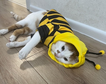 Cute Bumble Bee Cat Hoodie | Soft Pet Bumblee Bee Costume For Cats And Small Dogs | Best Gift Winter Autmn  Cat Outfit