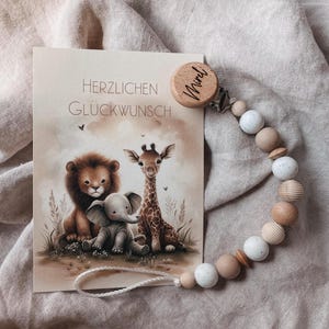 Personalized gift for birth / pacifier chain with name / pacifier holder handmade from wooden beads and silicone beads