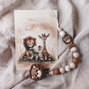 Personalized gift for birth / pacifier chain with name / pacifier holder handmade from wooden beads and silicone beads