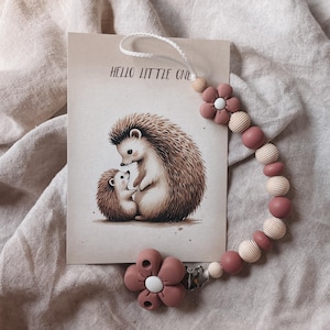 Personalized gift for birth / pacifier chain with name / pacifier holder handmade from wooden beads and silicone beads
