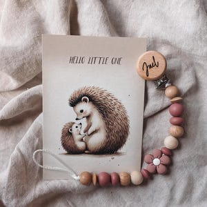 Personalized gift for birth / pacifier chain with name / pacifier holder handmade from wooden beads and silicone beads