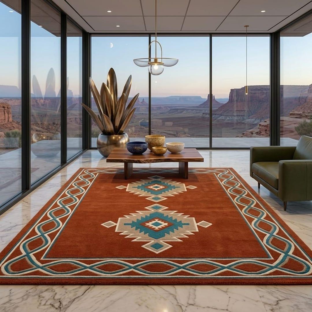 Native Tufted Rugs Hand Tufted Navajo-inspired Wool Rug, Southwestern Geometric Tribal ...
