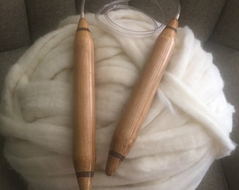 Chunky Wool Knitting Needles 15" (3.81 cm) Handmade Wooden / Extreme Knitting