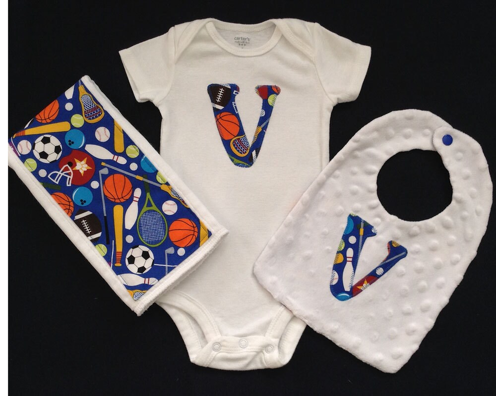 Personalized Baby Boys' All Sports Initial 3Piece Onesie Etsy