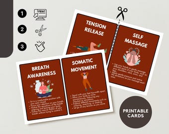 Tarjetas de ejercicios de terapia somática – Descarga instantánea en PDF (24 tarjetas)