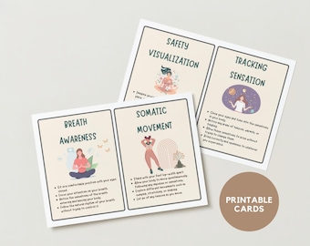 Somatic Therapy Exercise Cards: Stress Relief, Coping Skills (Digital Download)