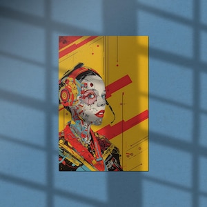 Cyberpunk Portrait Print – Futuristic Woman Art (Digital Download)