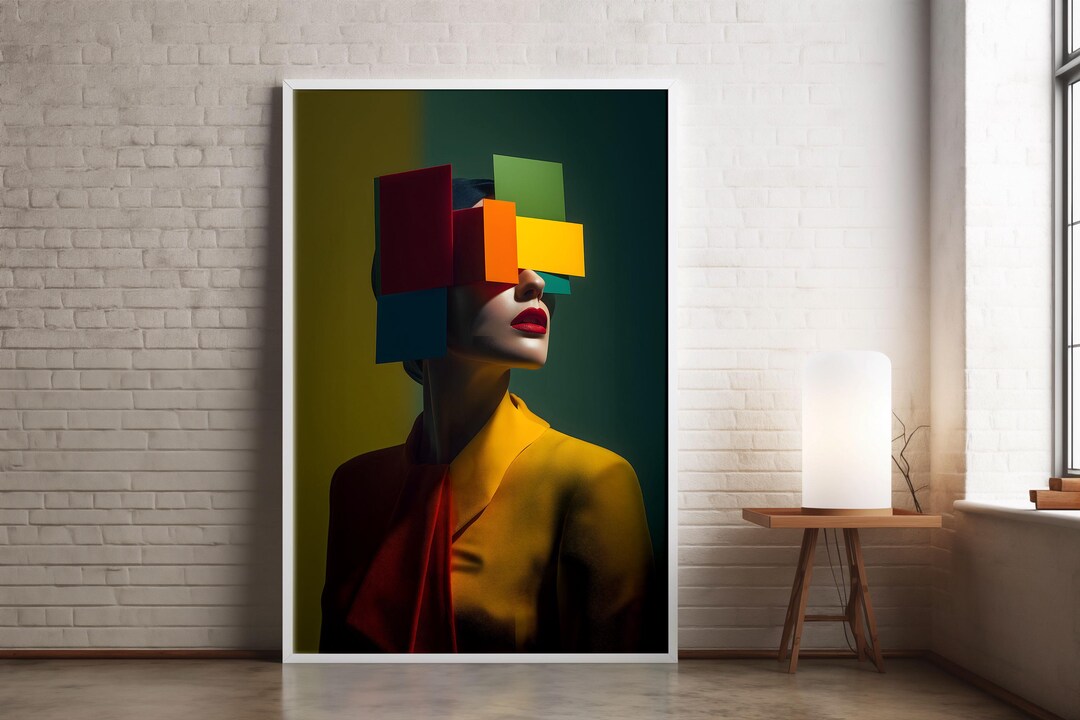 Color Block Portrait – Abstract Surreal Fashion Art Print • Digital ...