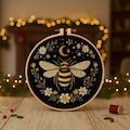Celestial Bee Embroidery Kit: Floral Moon DIY Hoop Art product logo