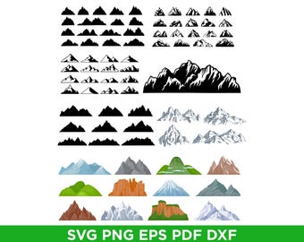 Pacchetto SVG di montagna, clipart vettoriali per Cricut (png, pdf, eps, dxf)