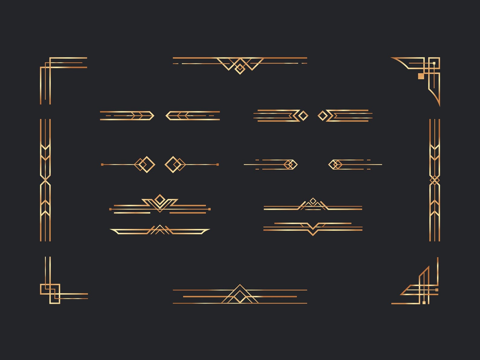 Gold Art Deco Frames Clipart Vintage Bundle - Etsy