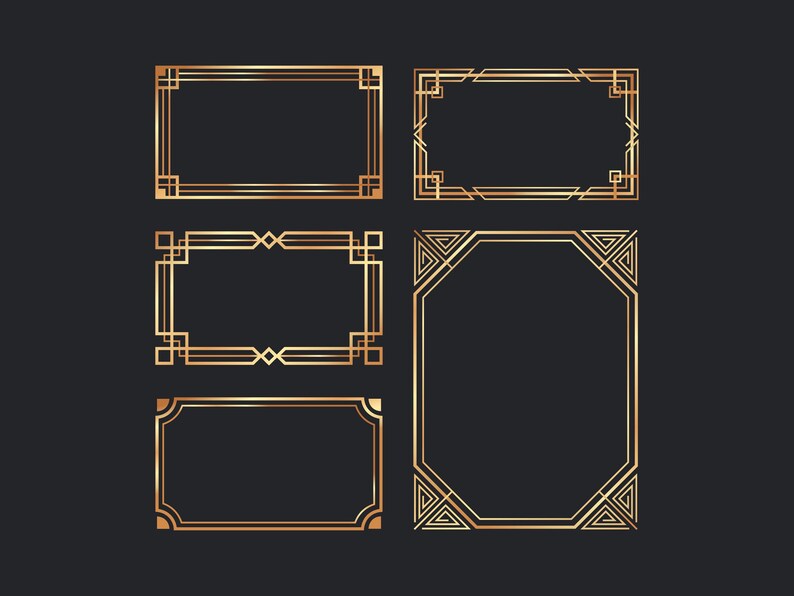 Gold Art Deco Frames Clipart Vintage Bundle - Etsy