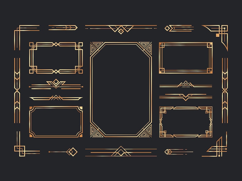 Gold Art Deco Frames Clipart Vintage Bundle - Etsy