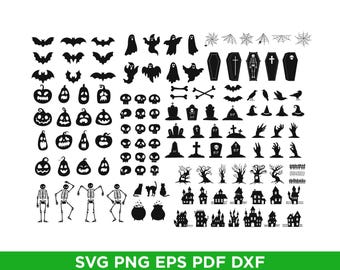 Halloween SVG-bundel, gesneden bestanden voor de cricut, vector clipart, png, eps, pdf, dxf
