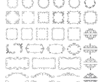 Ornamental Flourish Vector Bundle: Borders, Frames, Swirls (svg png eps pdf dxf)