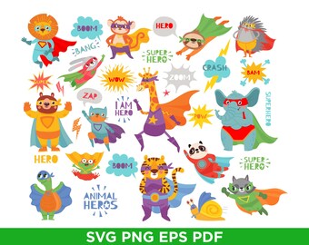 Superhero Animal Clipart | Kids Nursery Vector (svg, png, eps, pdf)