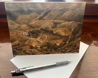 Snoekbaarzen schilderij wenskaart