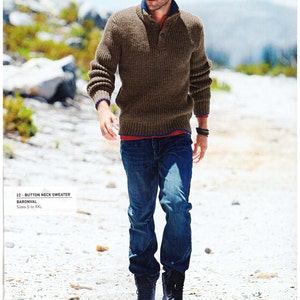 Button neck knitting sweater pattern for men, size S-XXL