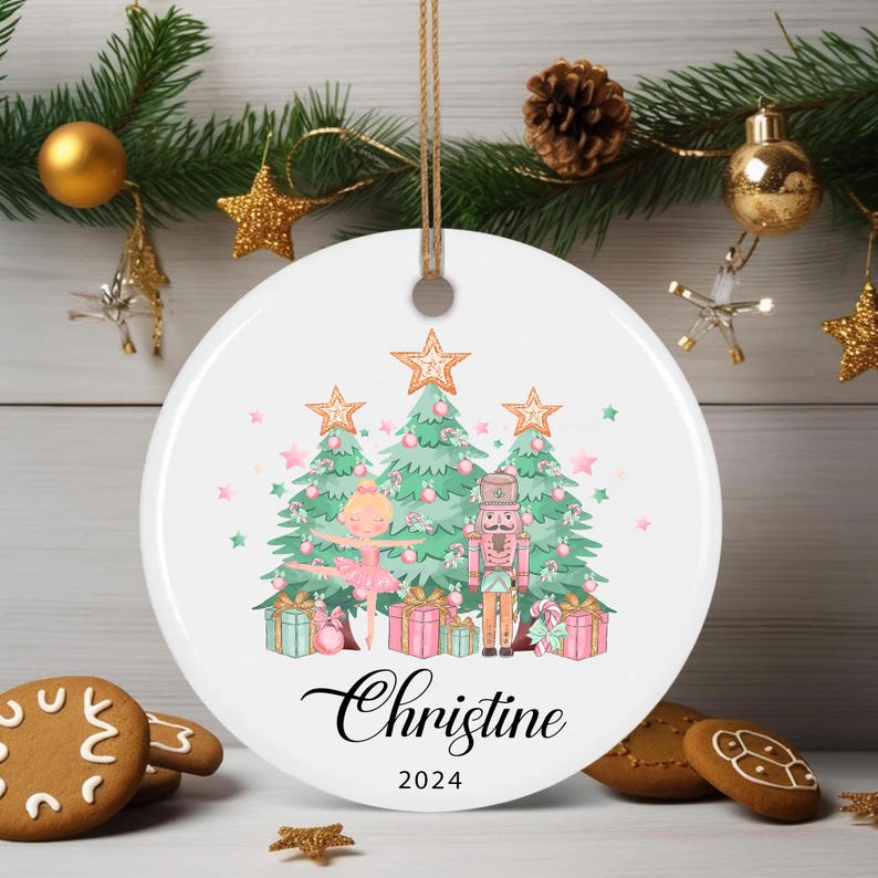 Custom Nutcracker Baby Girl Christmas Ornament, Personalized Name Baby