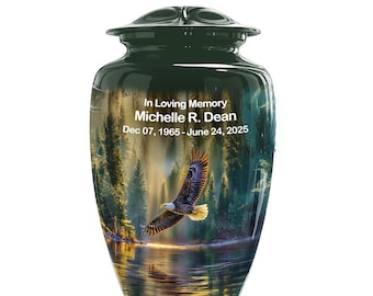 Personalized Urn for Ashes | Flying Eagle Urn for Ashes Adult Male | Green Urns for Human Ash
