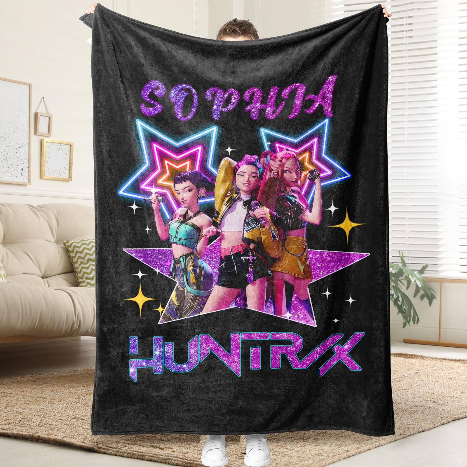Discover Personalized Fantasy Anime Film Bedding for Fan,GiftPersonalized Huntrix Design