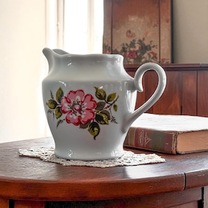 Vintage Floral Porcelain Creamer: 1970s Riga Milk Jug, Cottagecore Kitchen