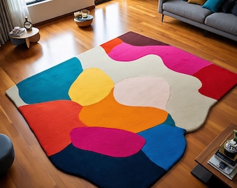 Colorful Abstract Area Rug – Modern Artistic Design for Living Room, Bedroom or Office