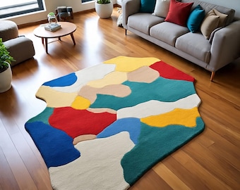 Colorful Abstract Area Rug – Modern Artistic Design for Living Room Decor