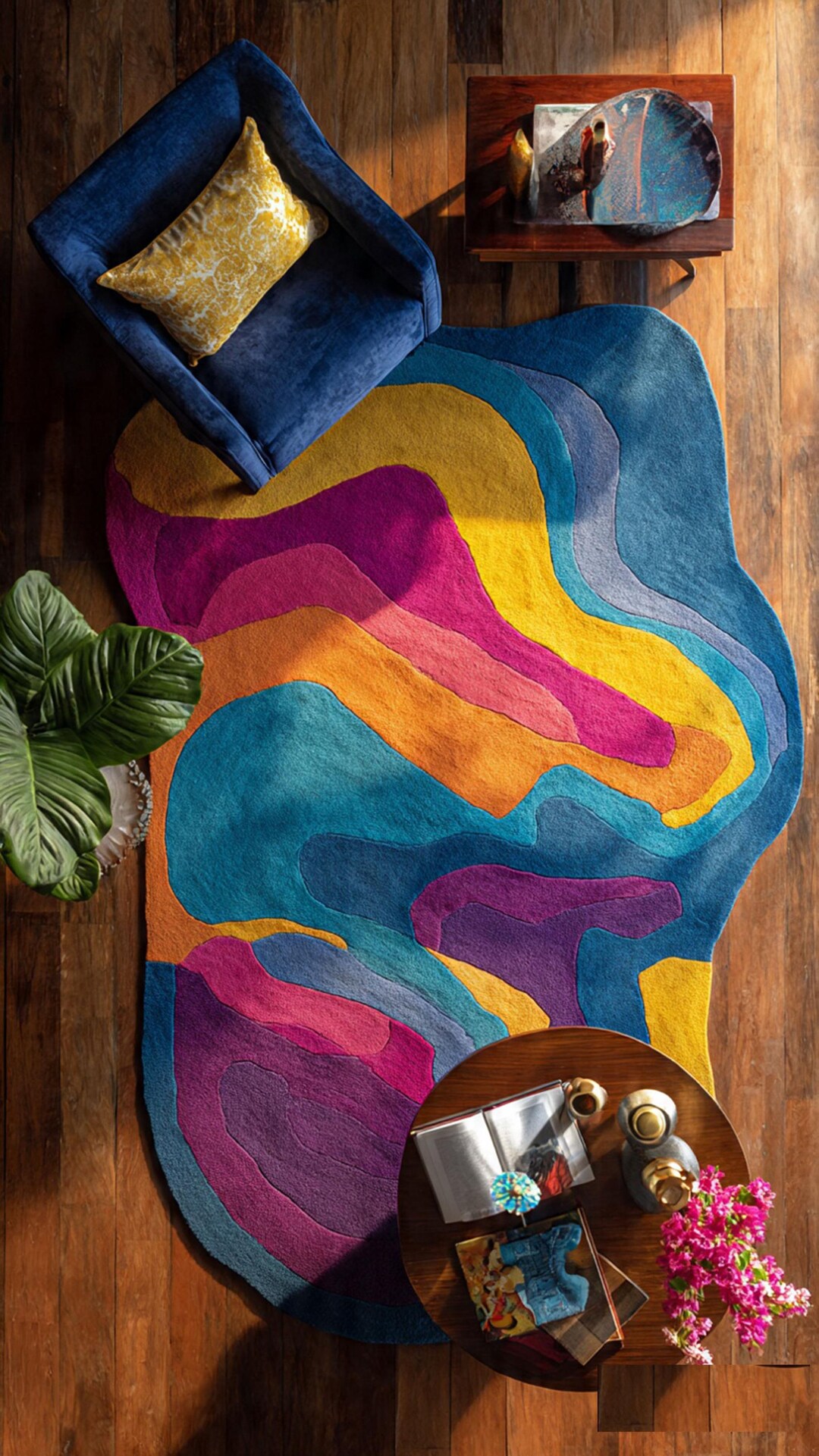 Colorful Abstract Rug Design Colorful Abstract Modern Area Rug – Vibrant Artistic Living Room Carpet ...