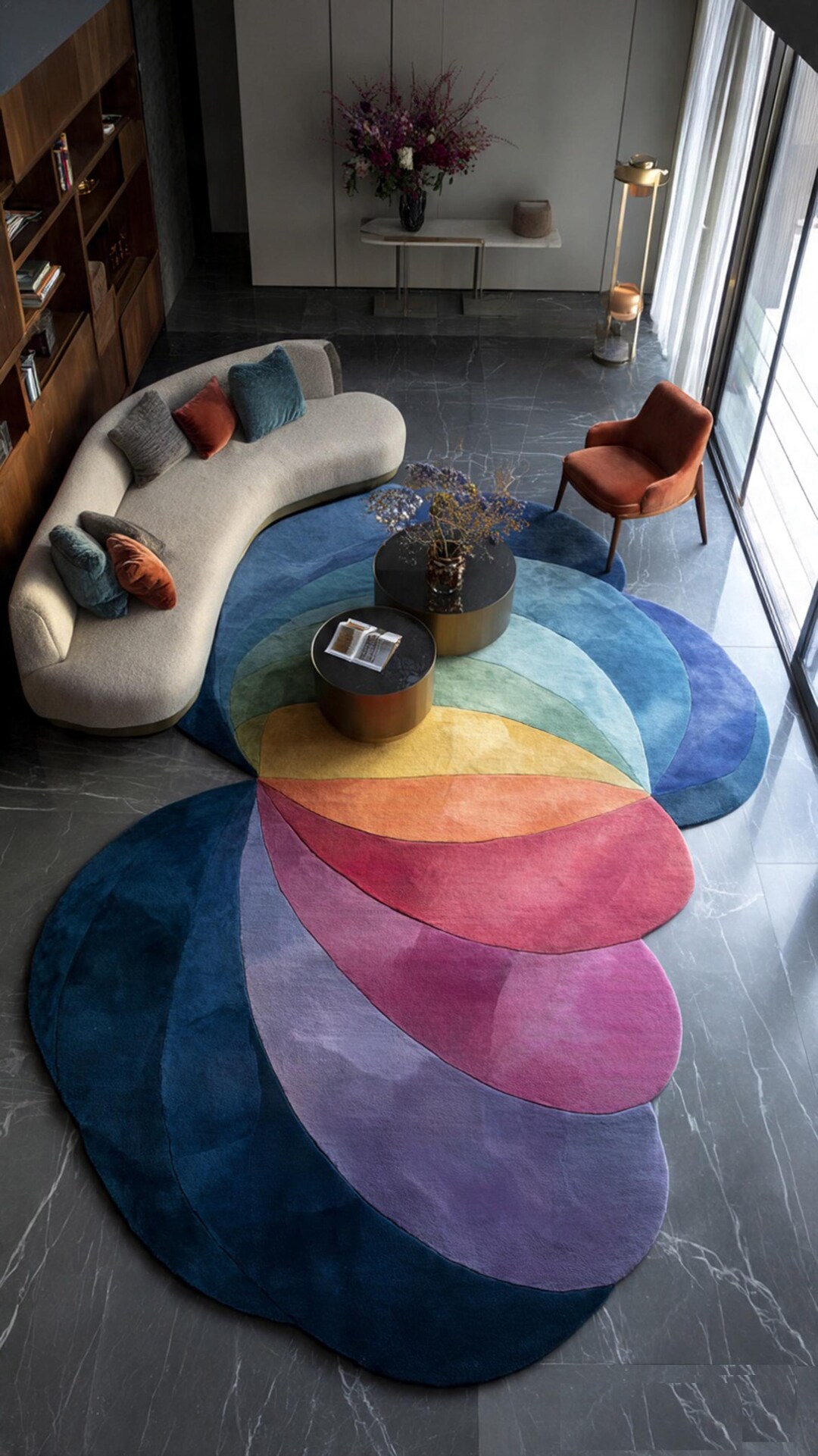 Luxury Multicolor Petal Irregular Rug Handmade Modern Artistic Area ...