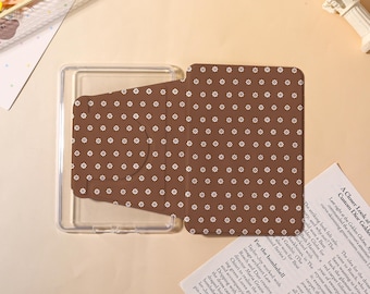 Brown Floral Simple Detachable Kindle Case with Clear Back,Kindle PaperWhite 12/11/10th Magnetic Case,Kindle Colorsoft Case,Gift for Her