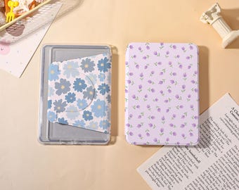 Simple Floral Print Detachable Kindle Case with Clear Back,Kindle PaperWhite 12/11/10th Magnetic Case,Kindle Colorsoft Case,Minimalist Gift