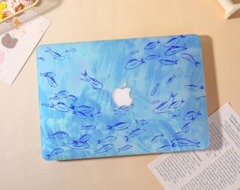 Blue Ocean Fish Macbook Case for 2025 M5 Pro 14 A3434,Macbook Air 15/13/11",Macbook Pro 13/14/15/16 M1 M2 M3 2024 2023 2022 Laptop Case