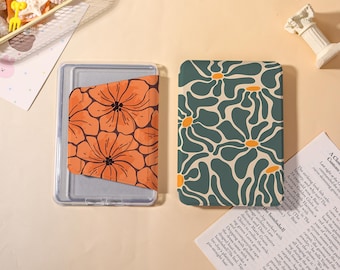 Fancy Floral Series Detachable Kindle Case with Clear Back,Kindle PaperWhite 12/11/10 Magnetic Case,Kindle Colorsoft Case,Minimalist Gift