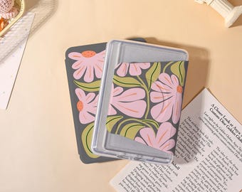 Fancy Floral Series Detachable Kindle Case with Clear Back,Kindle PaperWhite 12/11/10 Magnetic Case,Kindle Colorsoft Case,Minimalist Gift