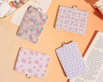 Cute Flower Card Holder,Personalized ID Badge Holder for Professionals,Fashional Name Card Protector,Horizontal/Vertical Soft Leather Holder