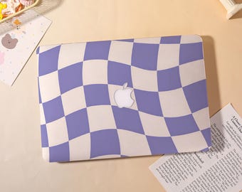 Purple White Plaid Macbook Case for 2025 M5 Pro 14 A3434,Macbook Air 15/13/11",Macbook Pro 13/14/15/16 M1 M2 M3 2024 2023 2022 Laptop Cover