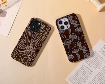 Brown Simple Series Tough Phone Cover for iPhone 17 Pro/ProMax 16 16e 15 14 13,Glossy/Matte iPhone Air SE XS XR Mini Magsafe Case,Gift