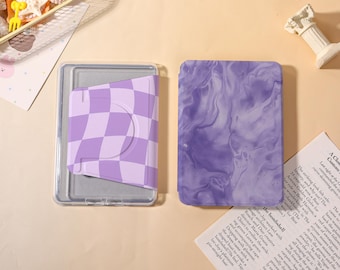 Elegant Purple Series Detachable Kindle Case with Clear Back,Kindle PaperWhite 12/11/10 Magnetic Case,Kindle Colorsoft Case,Minimalist Gift