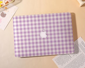 Purple Plaid Simple Macbook Case for 2025 M5 Pro 14 A3434,Macbook Air 15/13/11",Macbook Pro 13/14/15/16 M1 M2 M3 2024 2023 2022 Laptop Cover