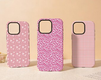 Pink Series Tough Phone Cover for iPhone 17 Pro/ProMax 16 16e 15 14 13 Tough Case,Glossy/Matte iPhone Air SE XS XR Mini Magsafe Case,Gift