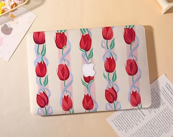 Striped Rose Macbook Case for 2025 M5 Pro 14 A3434,Macbook Air 15/13/11",Macbook Pro 13/14/15/16 M1 M2 M3 2024 2023 2022 Laptop Cover