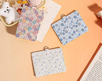 Cute Flower Card Holder,Personalized ID Badge Holder for Professionals,Fashional Name Card Protector,Horizontal/Vertical Soft Leather Holder
