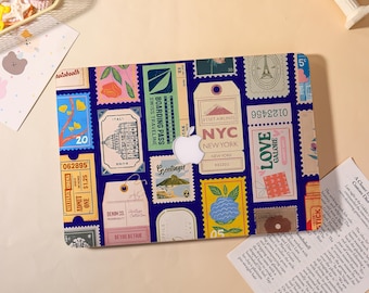 Retro Stamp Collage Macbook Case for 2025 M5 Pro 14 A3434,Macbook Air 15/13/11",Macbook Pro 13/14/15/16 M1 M2 M3 2024 2023 2022 Laptop Case