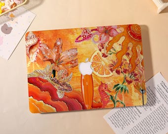 Orange Collage Macbook Case for 2025 M5 Pro 14 A3434,Macbook Air 15/13/11",Macbook Pro 13/14/15/16 M1 M2 M3 2024 2023 2022 Laptop Cover