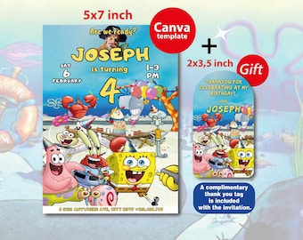 Sponge Bob Birthday Invitation Template: Customizable Party Invite (Digital Download)